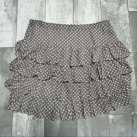 International Concepts INC Silk Beige Ivory Polka Dot Ruffle Tier Skirt 4 - Picture 2 of 5